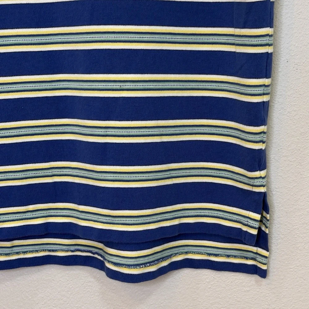 Polo Ralph Lauren Polo Shirt Mens XXL Blue Stripe Short Sleeve Pique Cotton